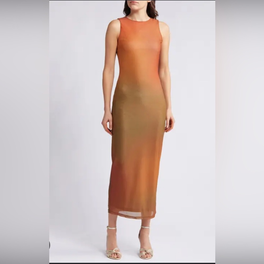 NWT Rare London Blur Sleeveless Mesh Maxi Dress